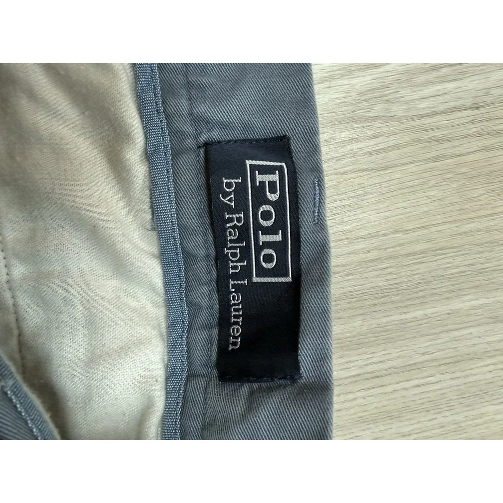 Polo Ralph Lauren Cotton Chino flat Front Washed Navy Blue Classic Fit Shorts 36